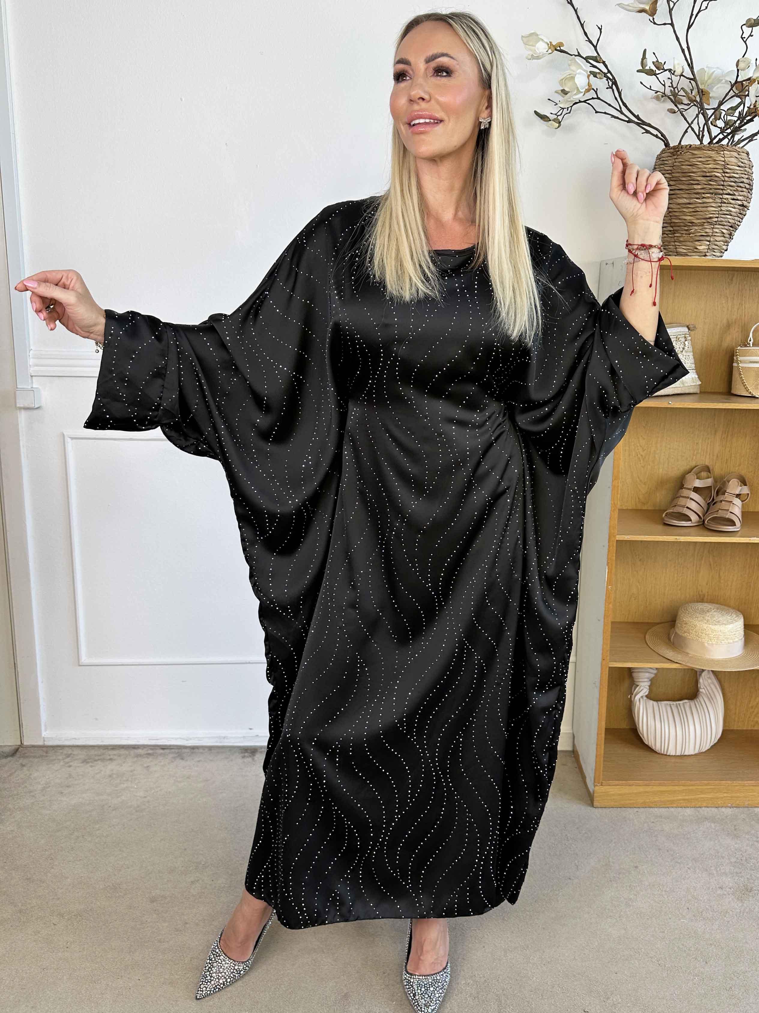 Winnie - Lång elegant tunikaklänning med strass